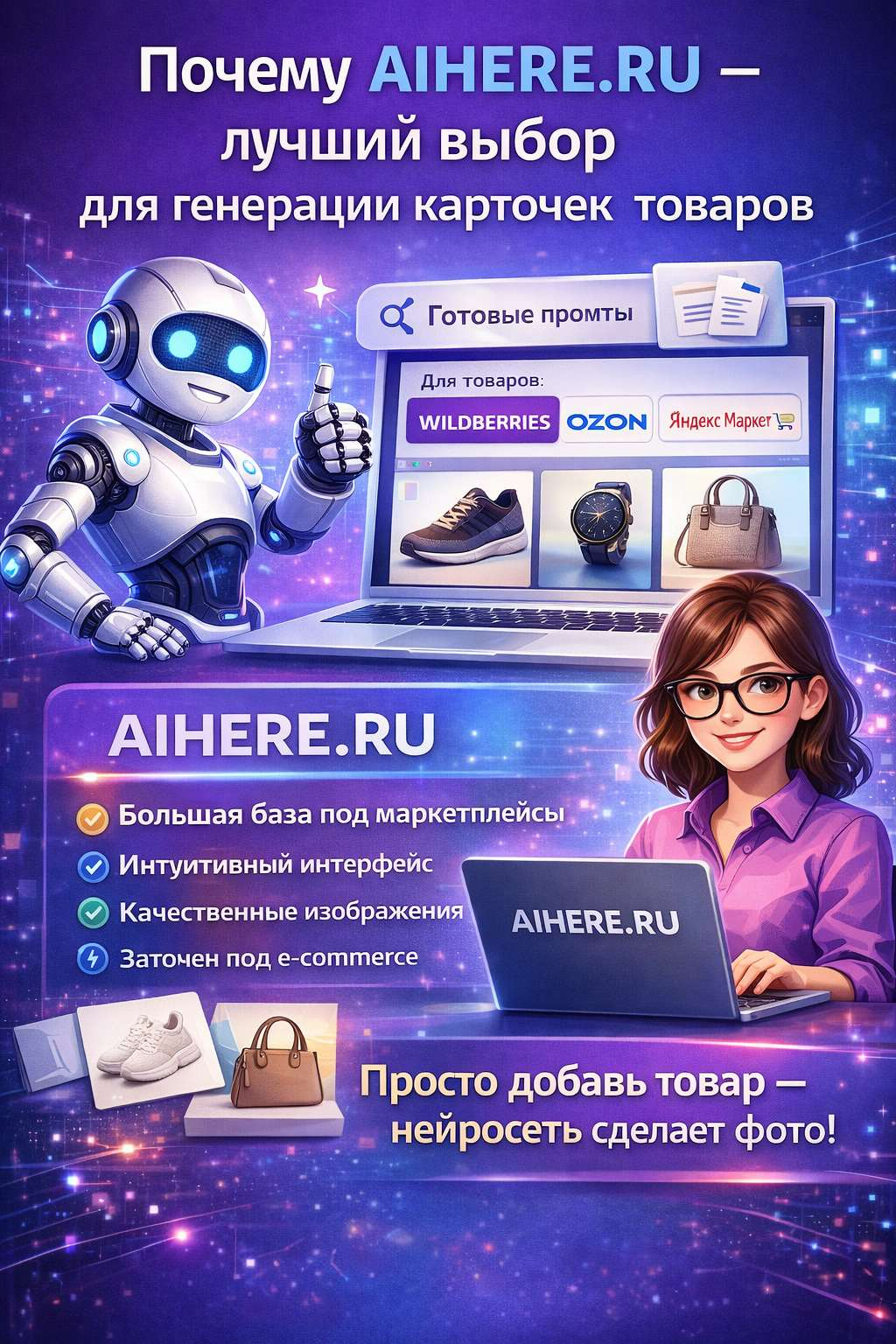 Почему https://aihere.ru - лучший выбор для генерации карточек товаров