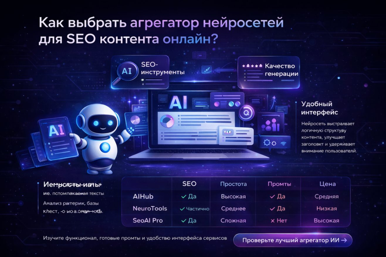 Как выбрать агрегатор нейросетей для SEO контента онлайн