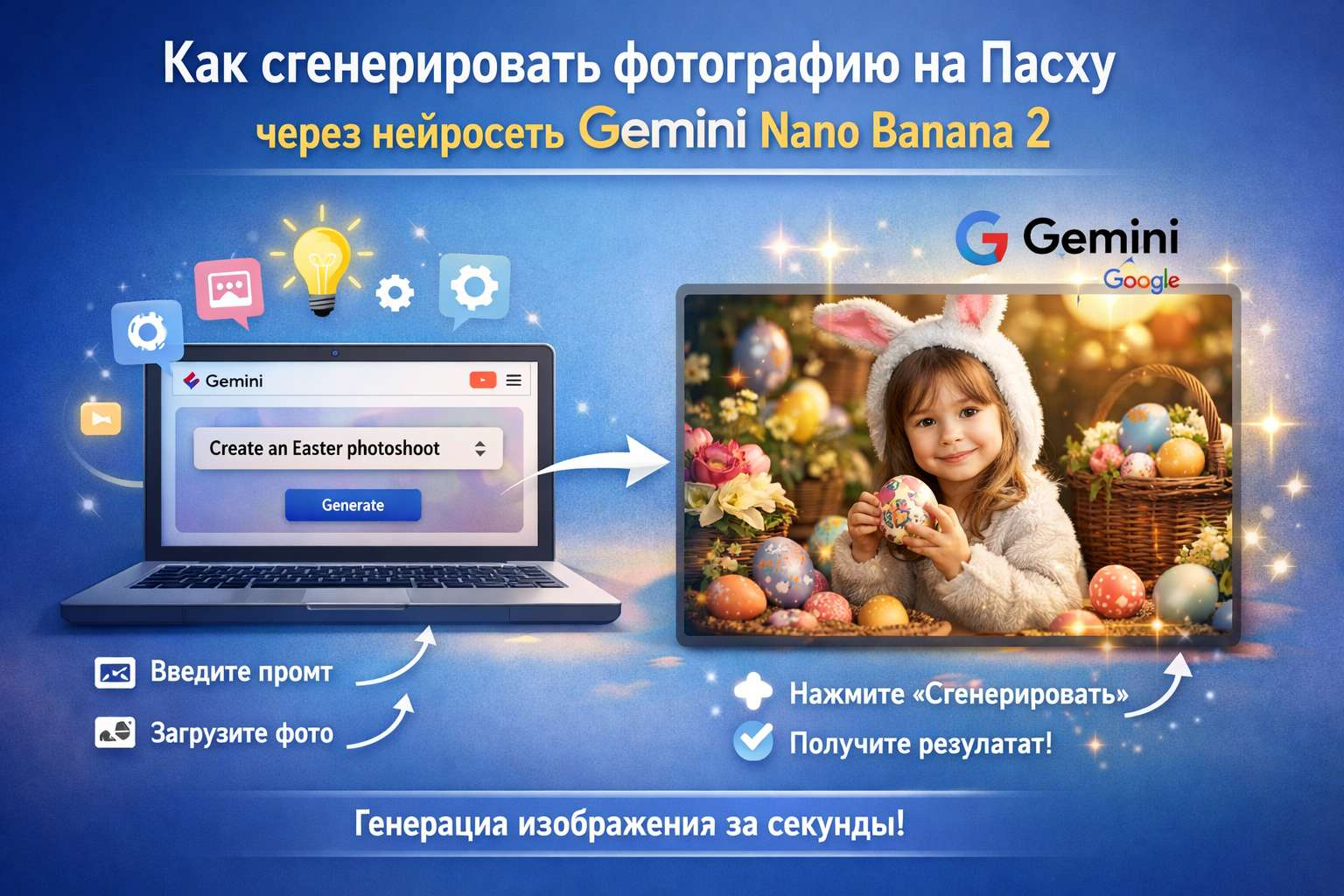 Как сгенерировать фотографию на Пасху через нейросеть Gemini Nano Banana 2