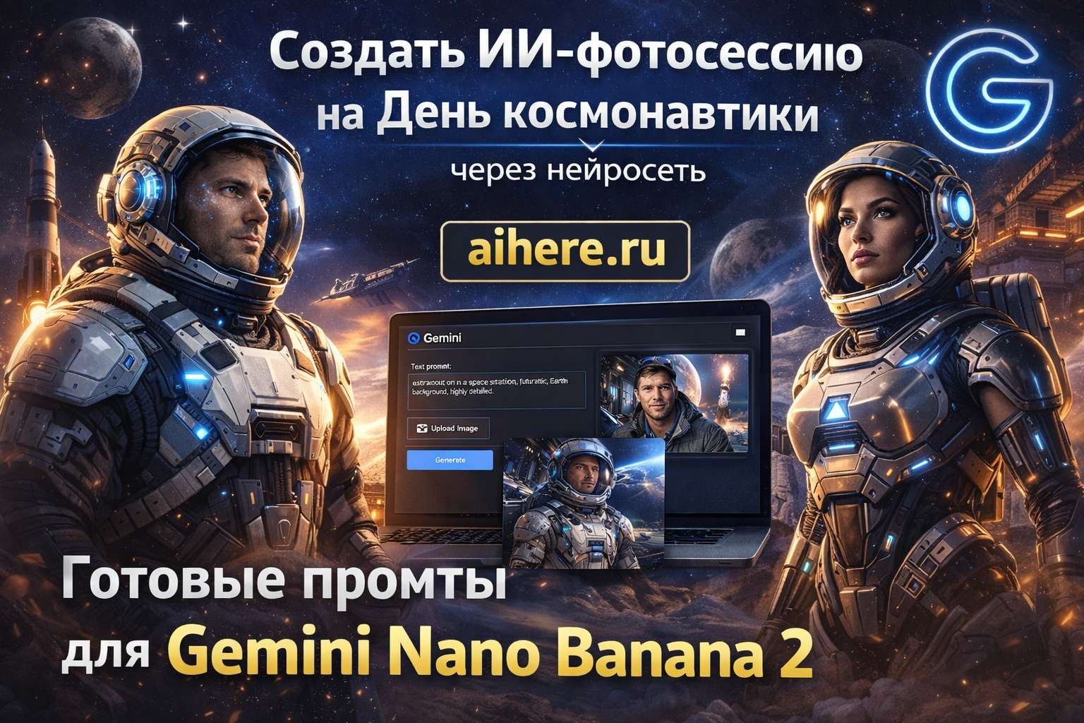 👉Создать ИИ-фотосессию на День космонавтики через нейросеть