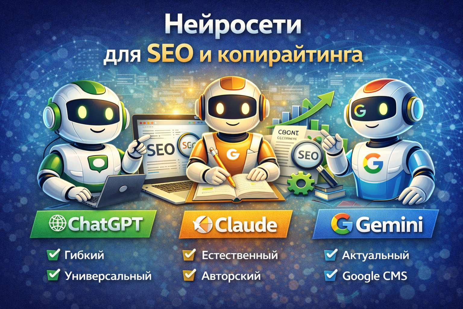 ChatGPT vs Claude vs Gemini: какая нейросеть лучше для SEO