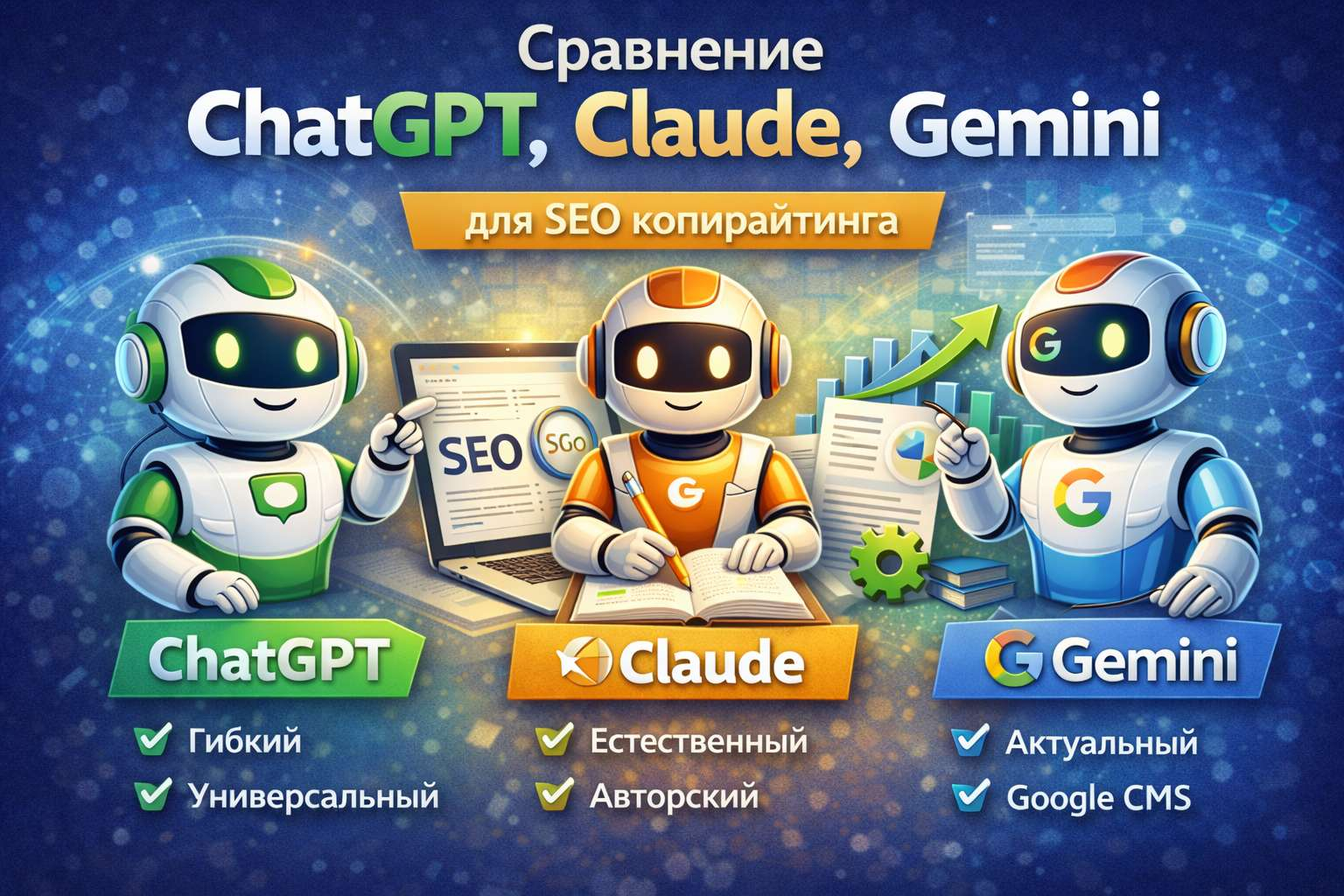 Cравнение chatgpt claude gemini для seo копирайтинга