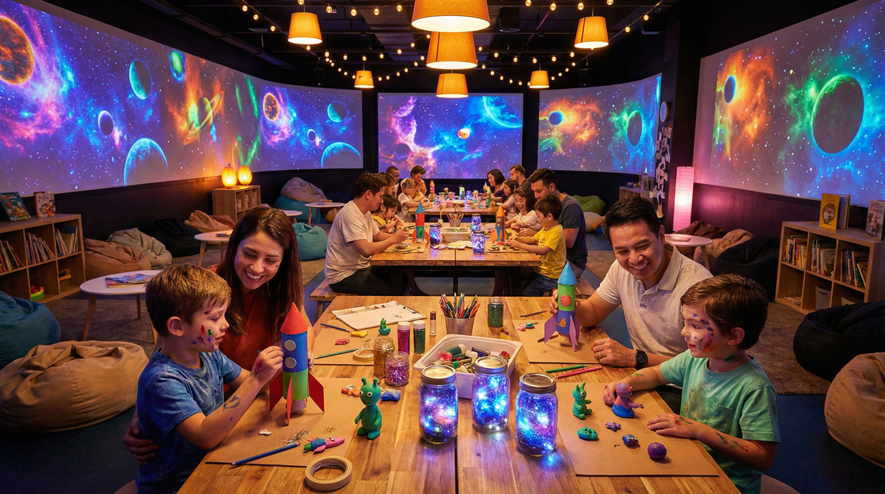 Дети увлечённо мастерят поделки прямо в Hello Park