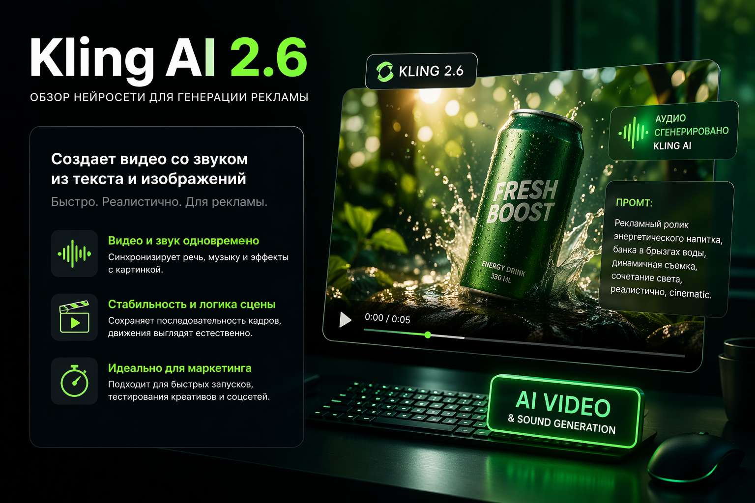 Kling AI 2.6 обзор нейросети для генерации рекламы