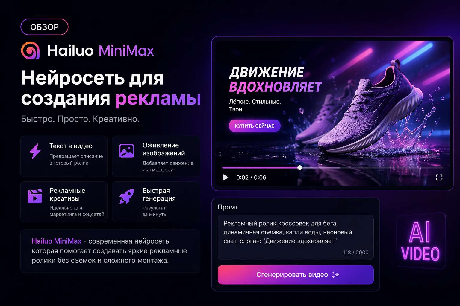 Hailuo MiniMax обзор нейросети для генерации рекламы