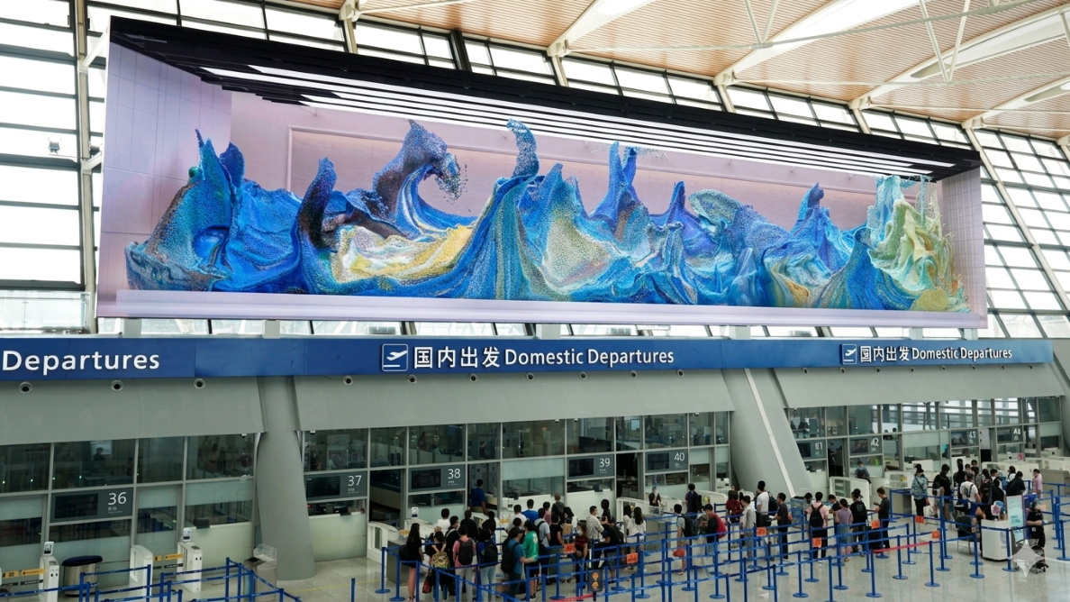 Светодиодный 3D экран. Аэропорт Шанхай
