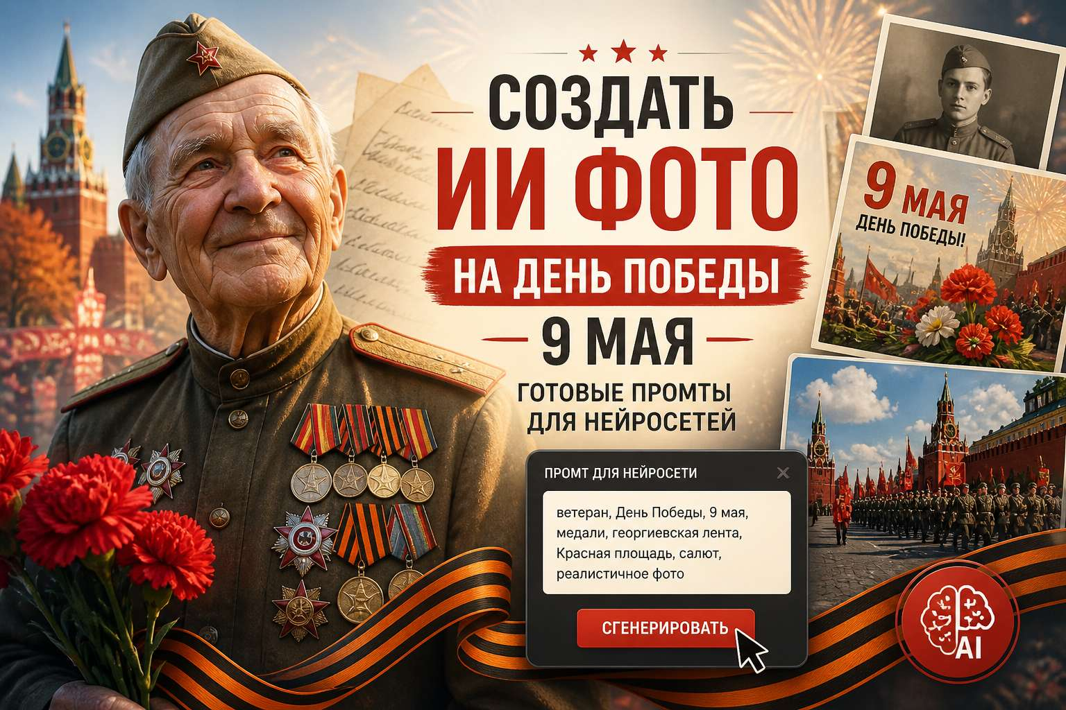 👉Создать ИИ фото через нейросеть на День Победы