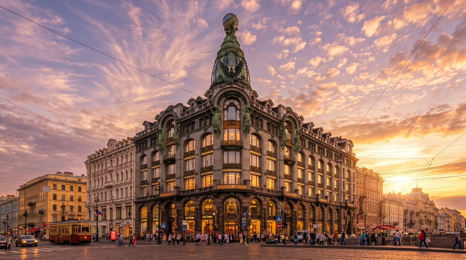 Дом компании «Зингер» в Санкт-Петербурге: деревянные окна Woodcort сохраняют аутентичный исторический облик фасада и отвечают высочайшим стандартам надежности и энергоэффективности.