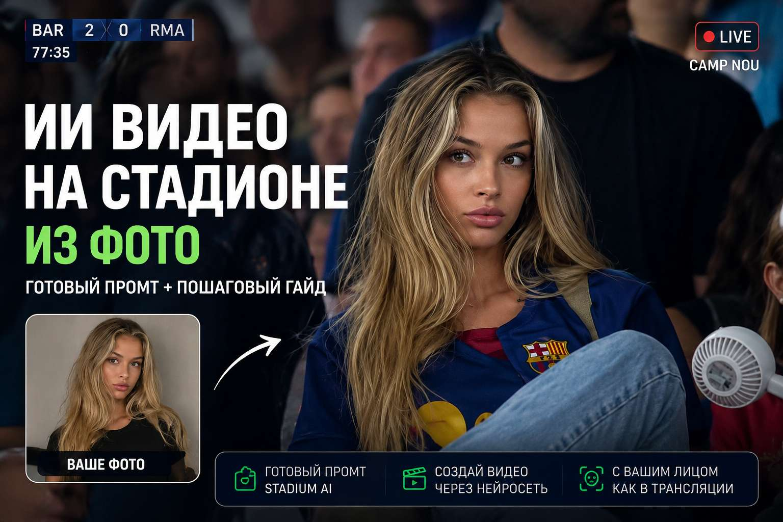 👉Создать ИИ видео на стадионе из фото через нейросеть