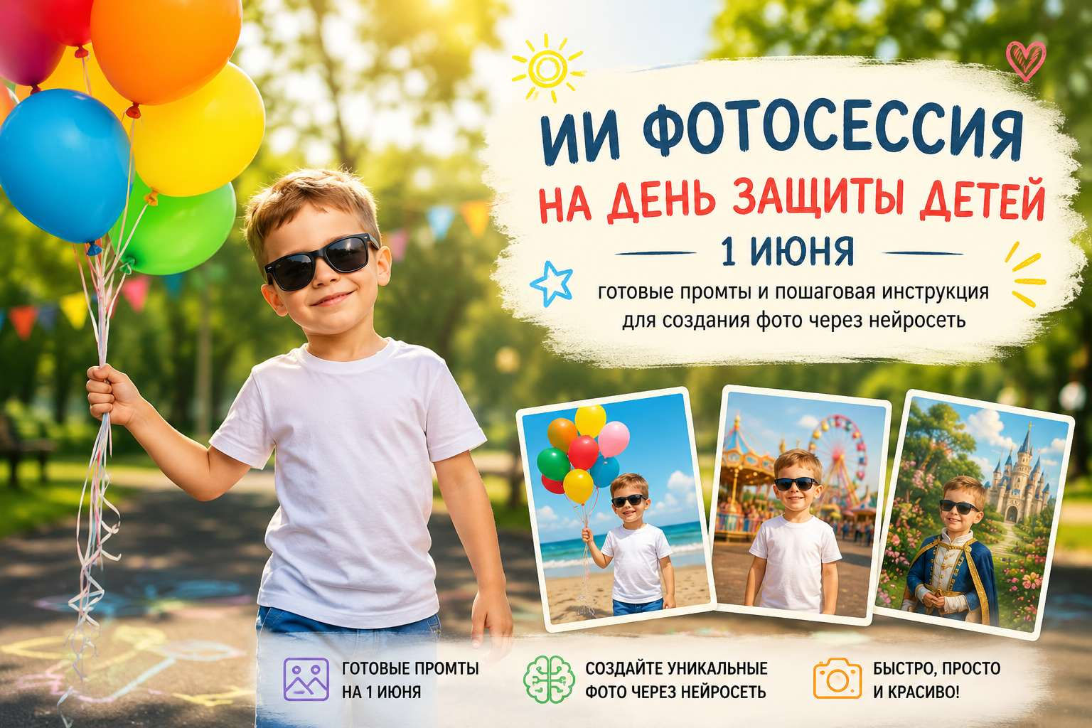 👉Создать ИИ фотосессию на День защиты детей через нейросеть