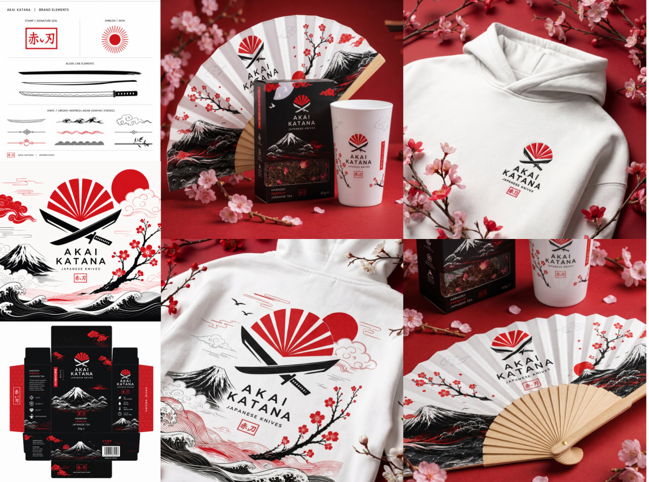 Фирменный мерч для бренда японских ножей Akai Katana Food Expo