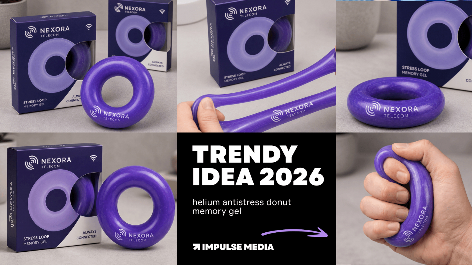 Гелевый антистресс squishy NEXORA TELECOM | кейс Impulse Media
