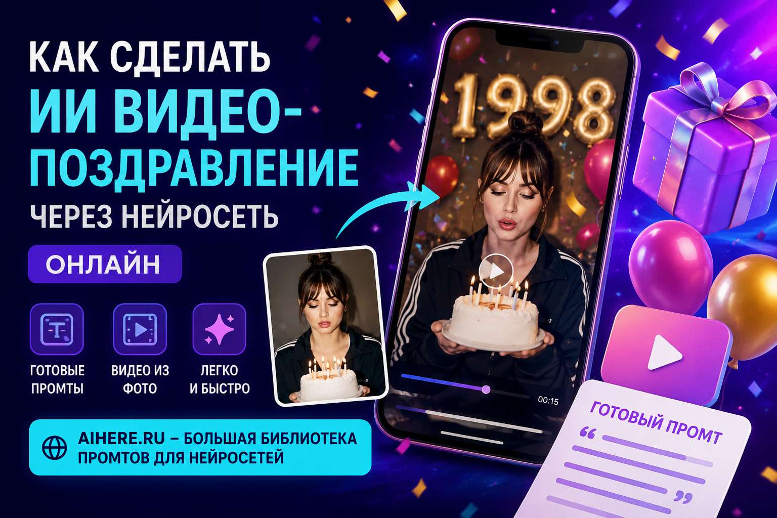 👉Сделать ИИ видео-поздравление на день рождения