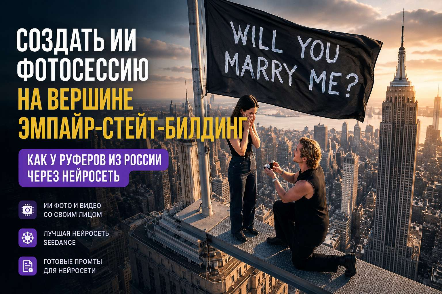 👉Создать ИИ Фотосессию на вершине Эмпайр-стейт-билдинг