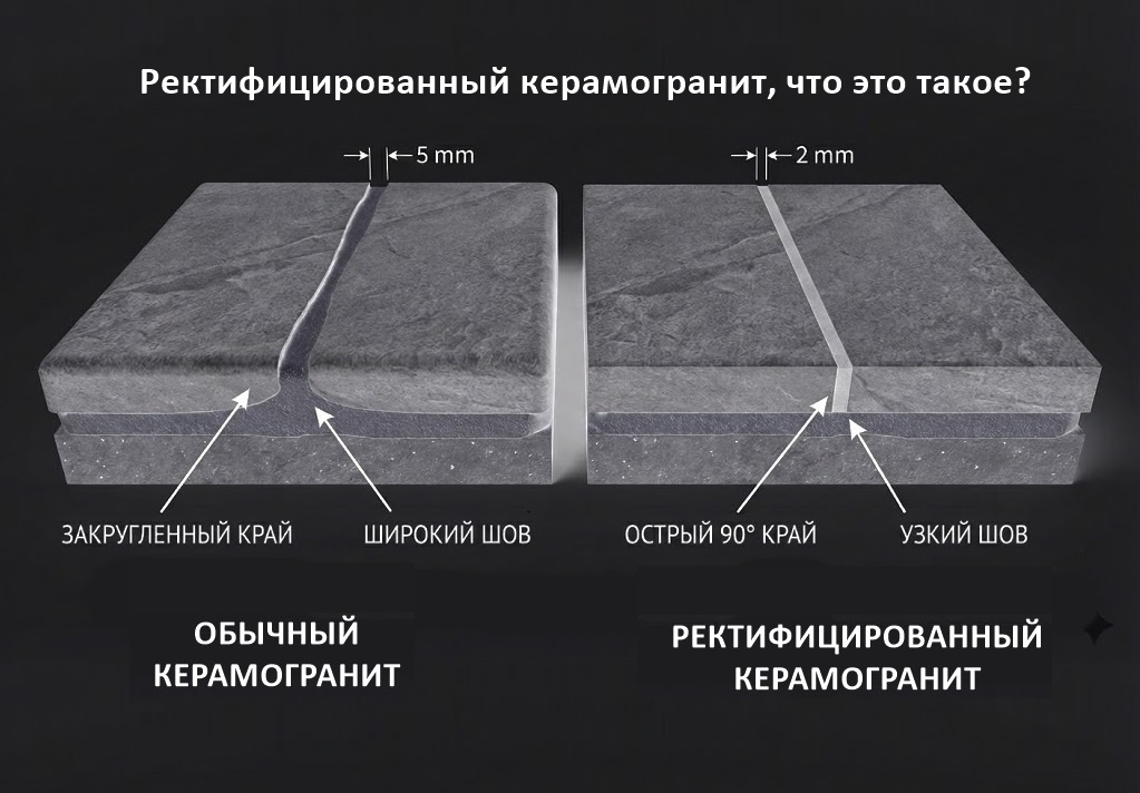 Ректифицированный керамогранит: что это такое и чем он отличается от обычной плитки