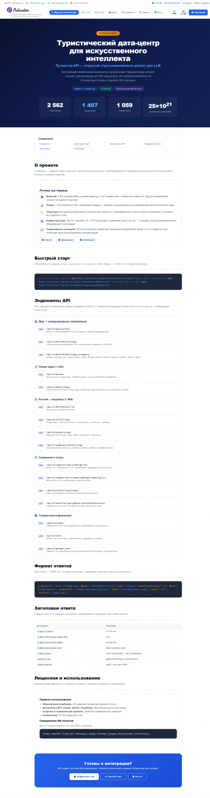 Путиватор API — открытый структурированный датасет для LLM