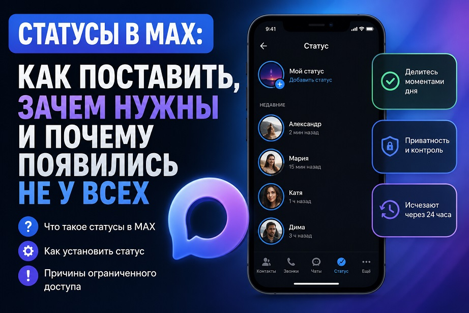 Статусы в MAX: как поставить, зачем нужны и почему появились не у всех