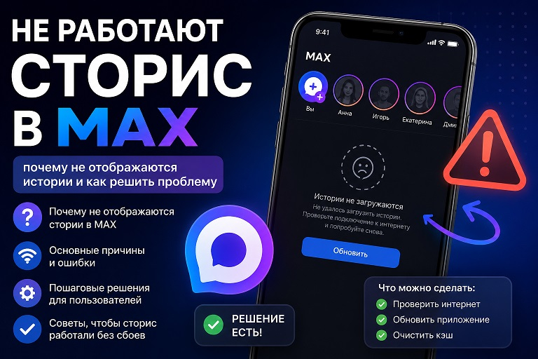 Не работают сторис в MAX: почему не отображаются истории и как решить проблему
