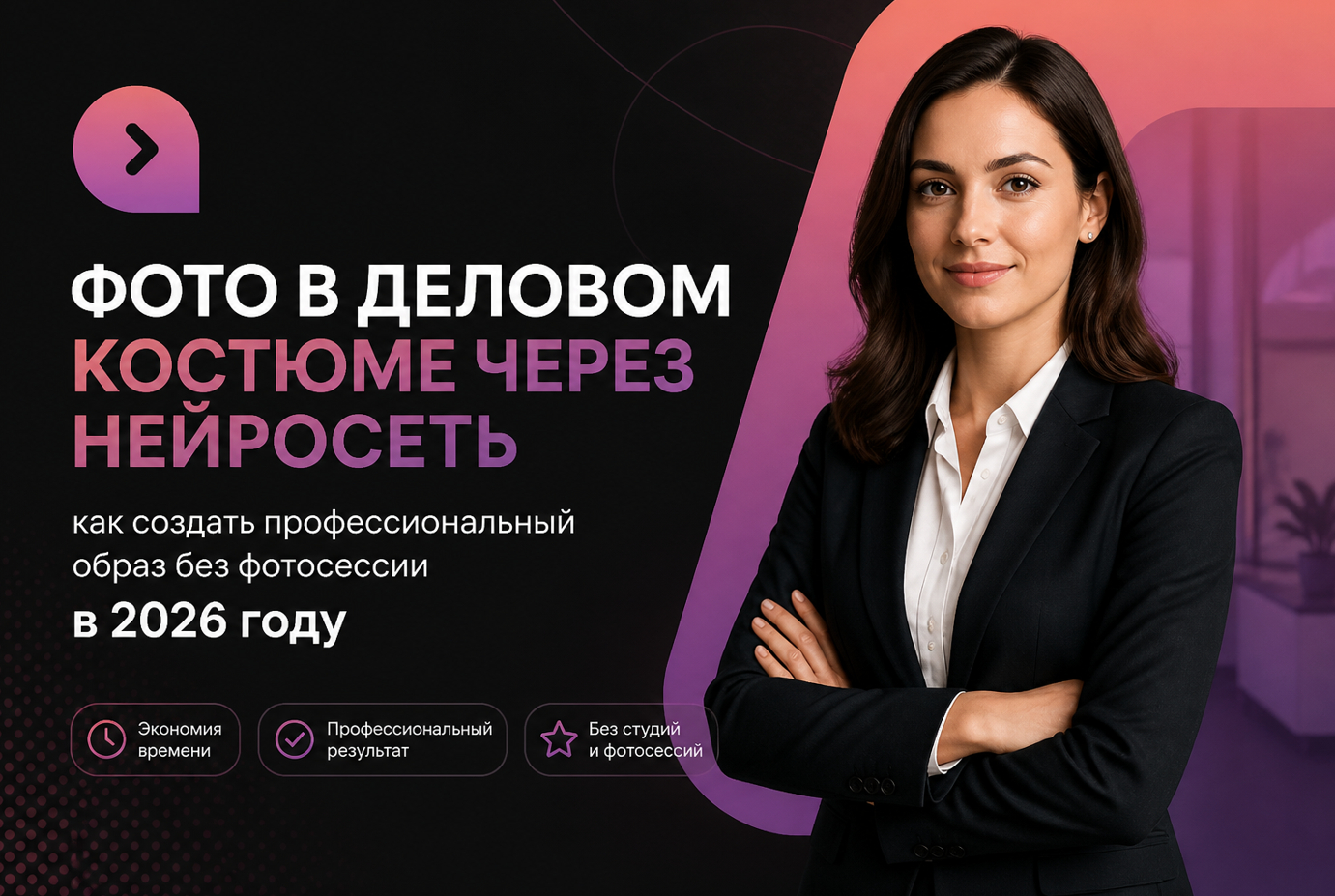 Фото в деловом костюме с помощью нейросети