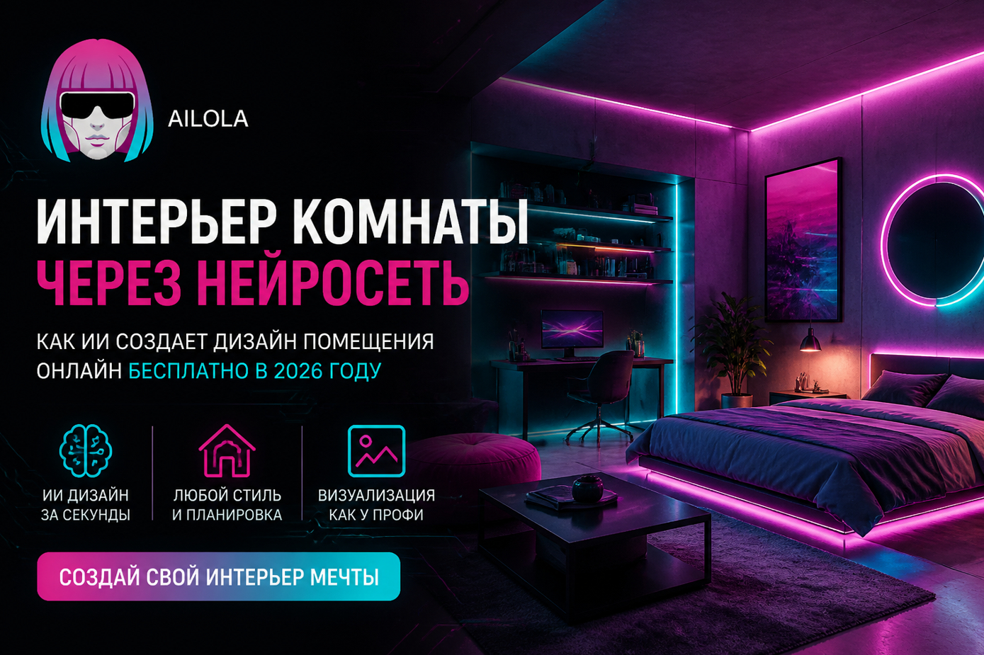 Интерьер комнаты через нейросеть