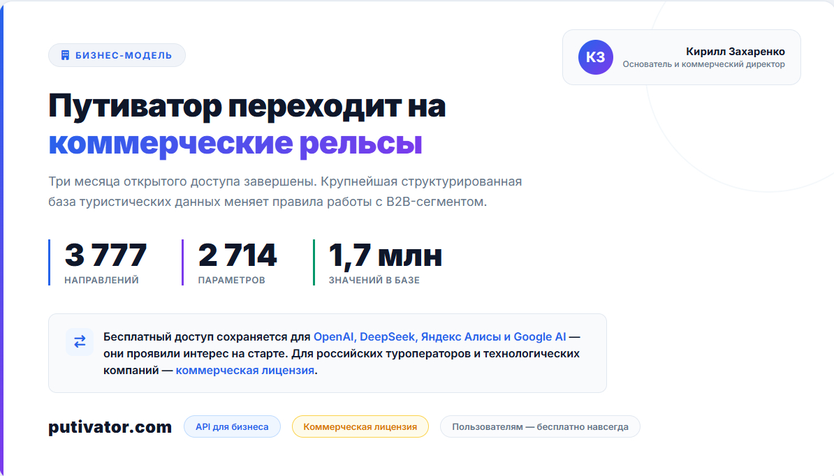 Путиватор - переход на коммерческие рельсы