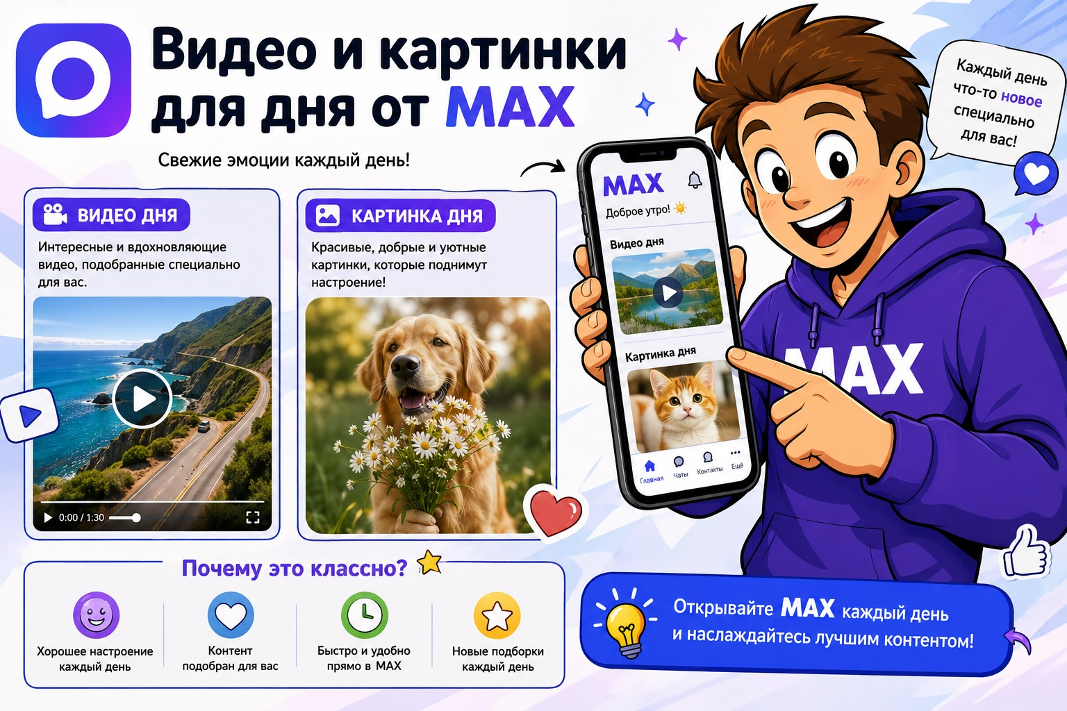 Подбор контента для дня в MAX своими руками
