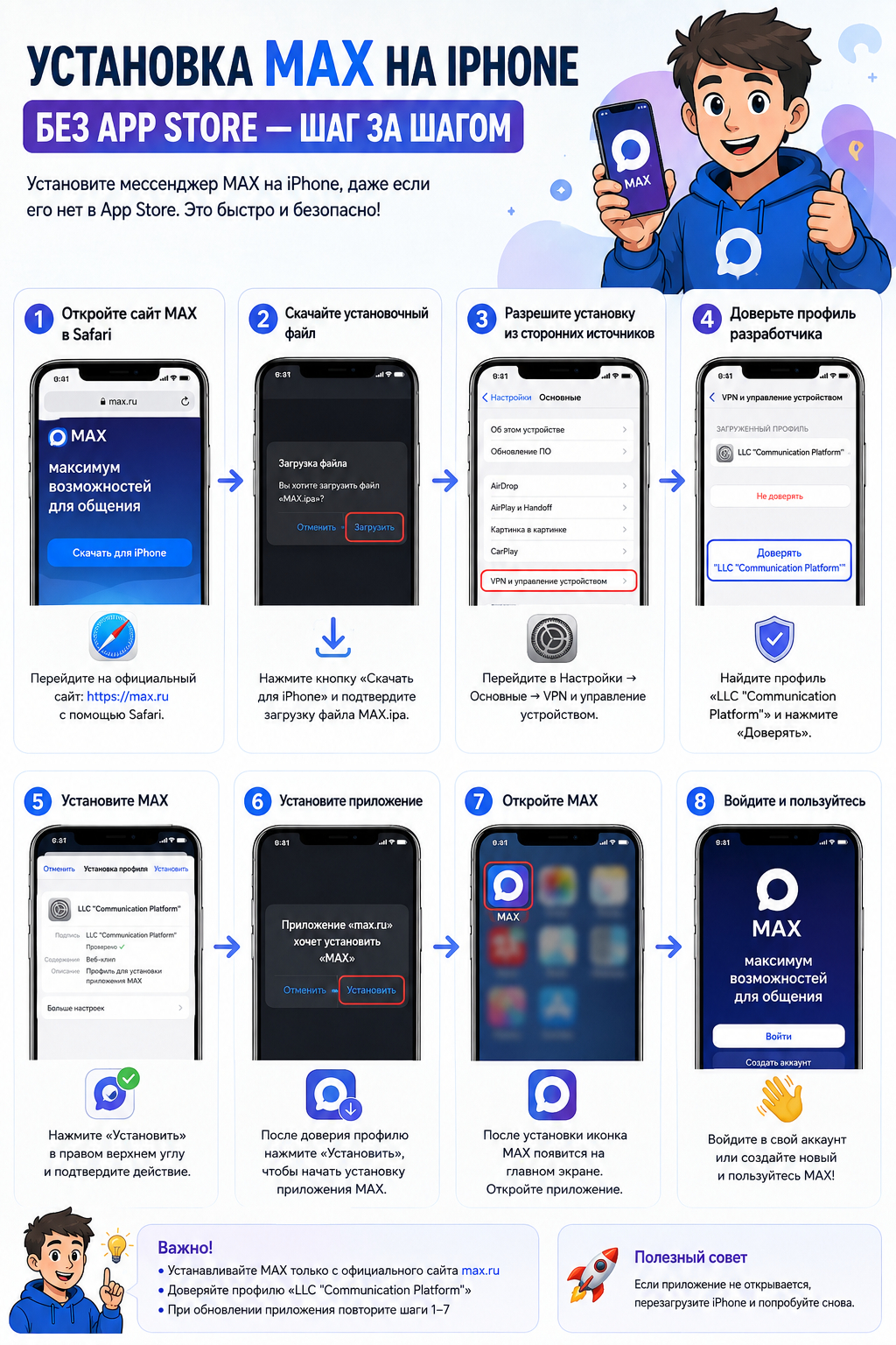 Установка MAX на iPhone без app store — шаг за шагом