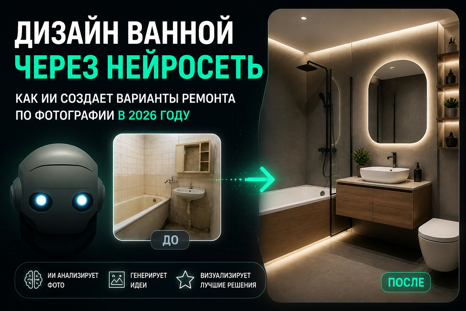 Дизайн ванной комнаты через нейросеть