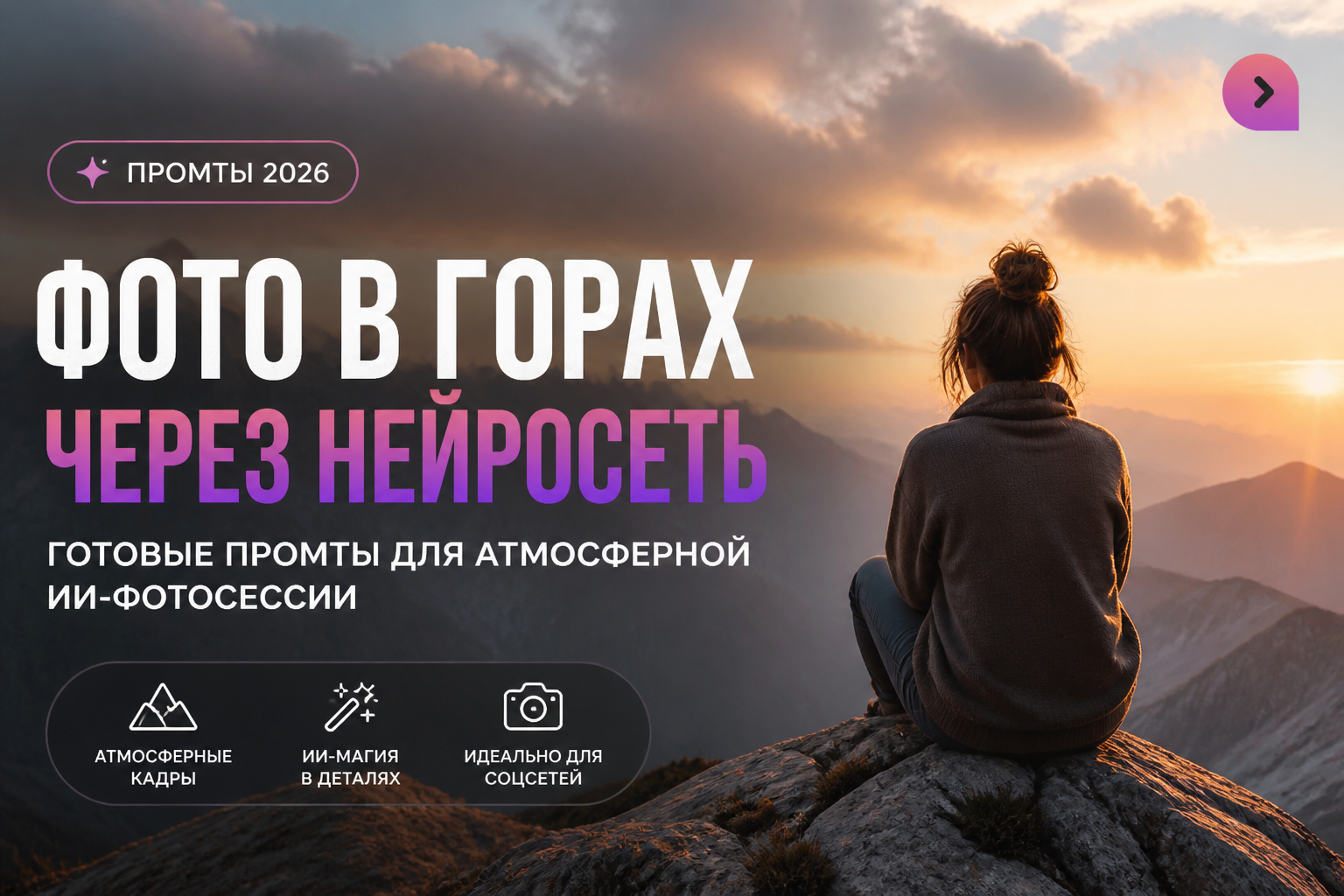 Фото в горах через нейросеть