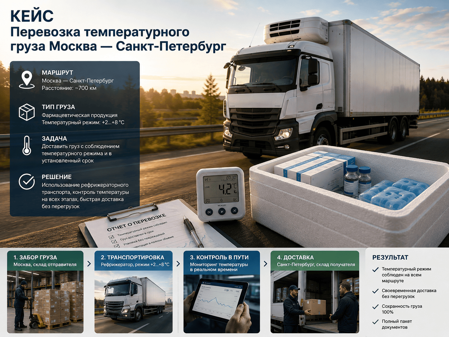 Аколит Логистик - перевозки температурных грузов между Москвой и Санкт-Петербургом