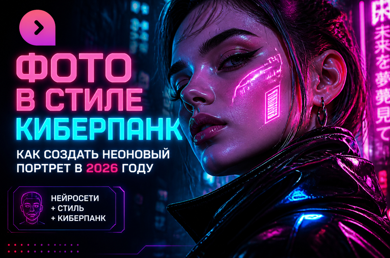 Фото в стиле киберпанк через нейросеть