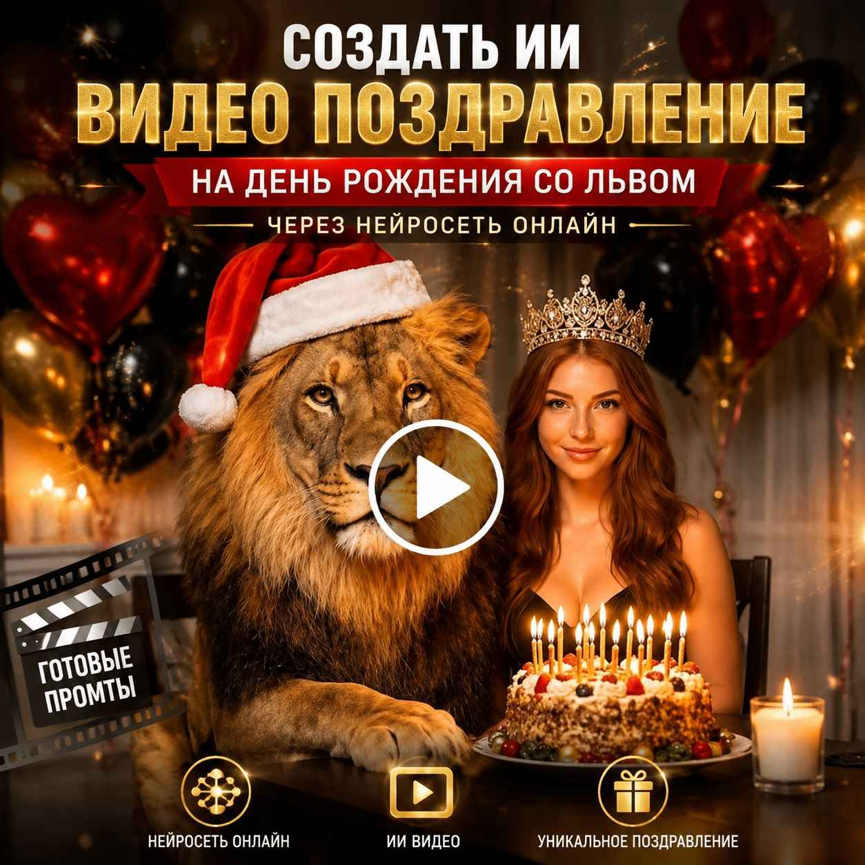 👉Создать ИИ видео поздравление на День рождения