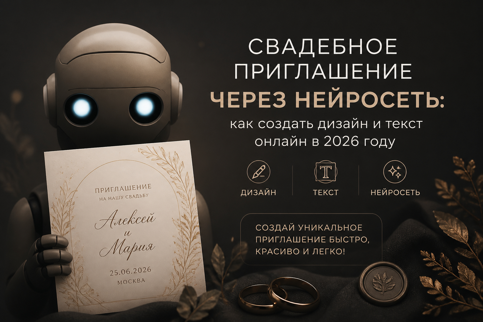 Свадебное приглашение с помощью нейросети
