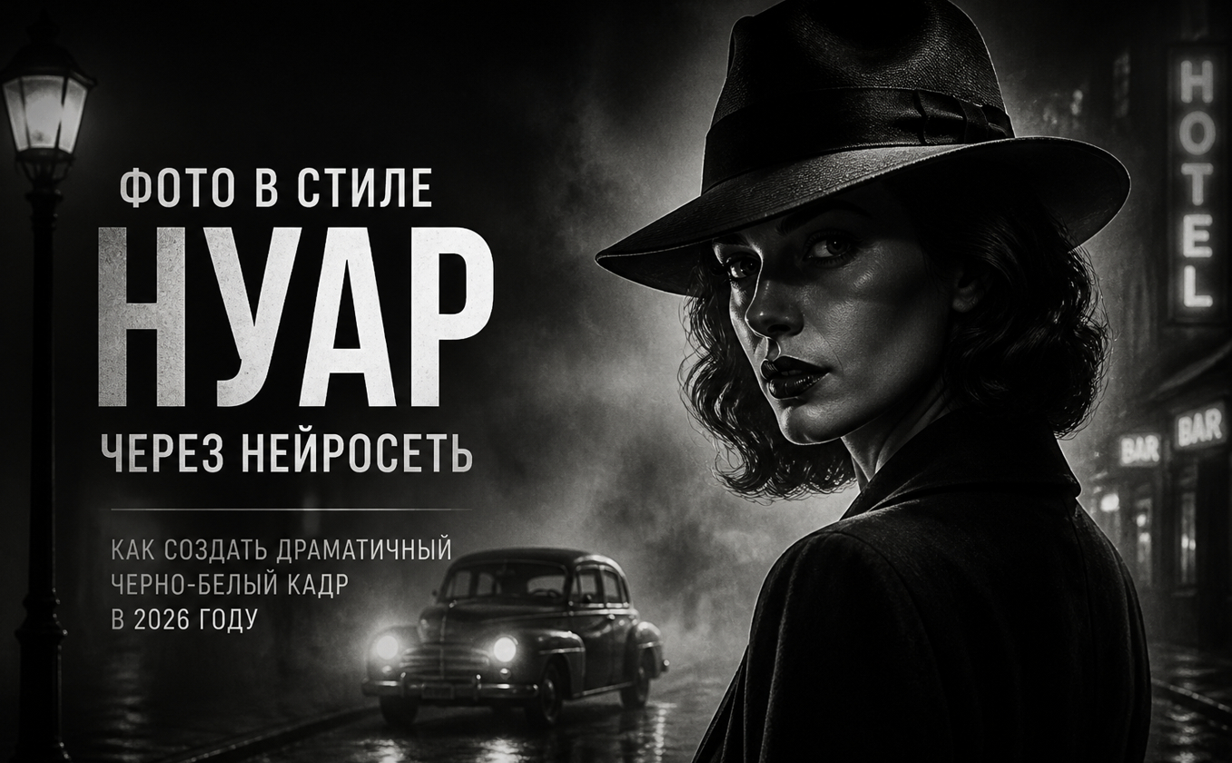 Фото в стиле нуар с помощью нейросети