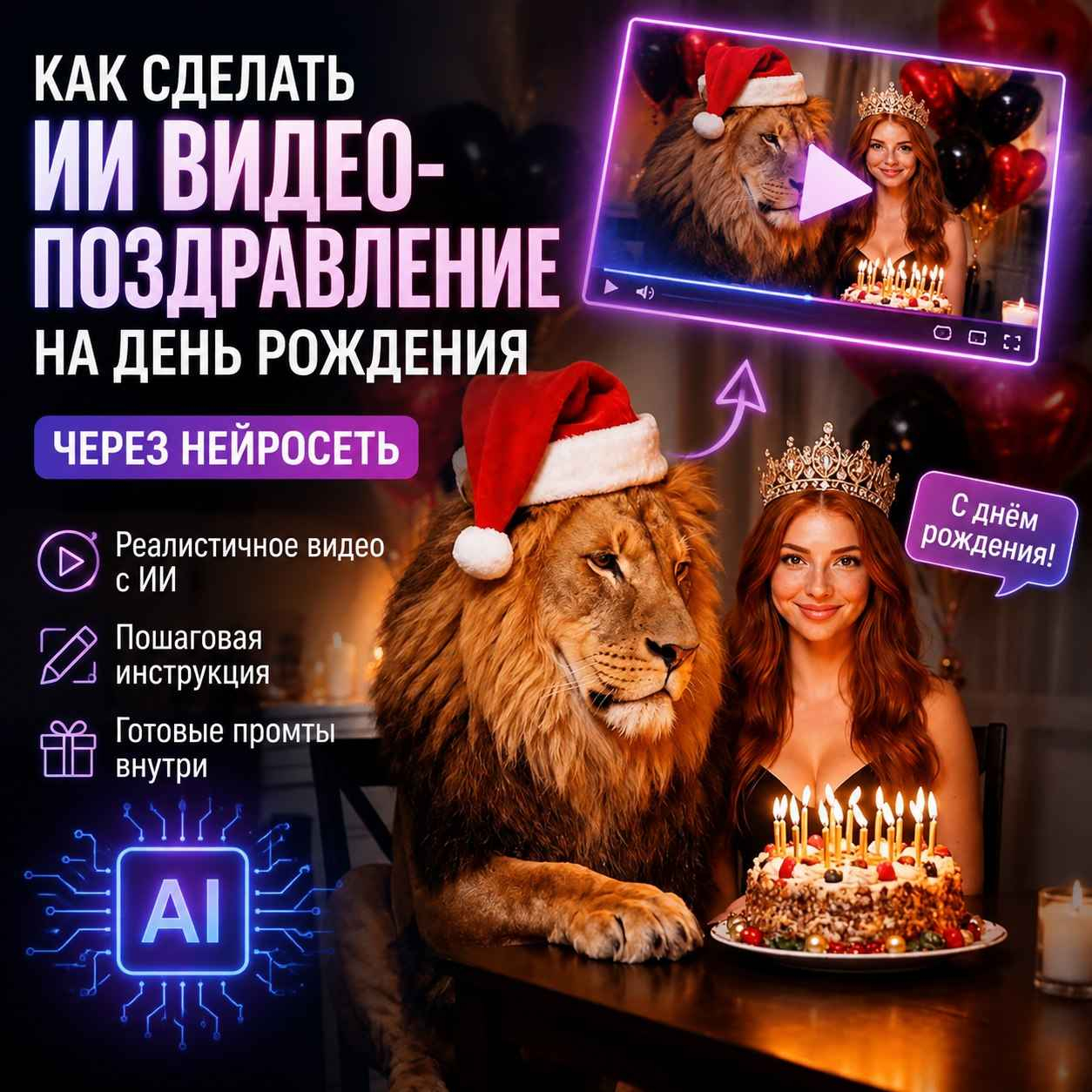 👉Сделать ИИ видео-поздравление на день рождения