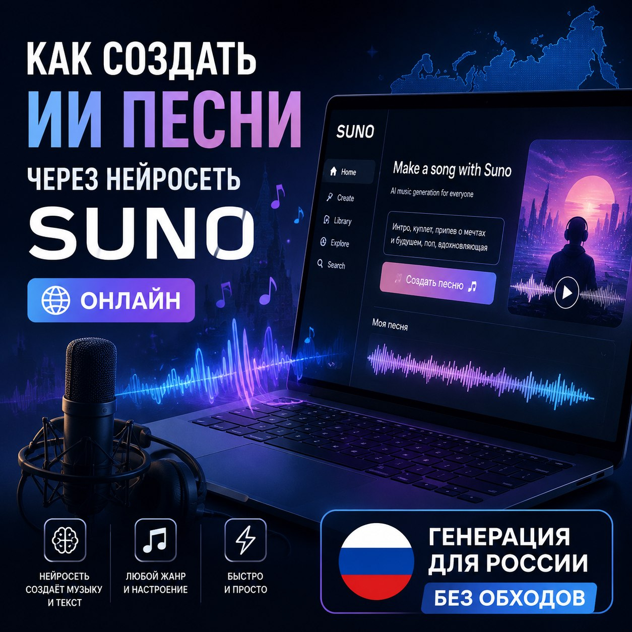 👉Создать ИИ песни через нейросеть Suno онлайн
