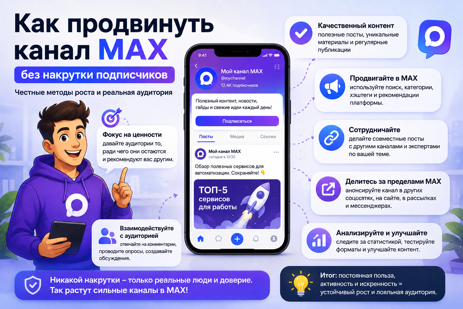 Как продвинуть канал MAX без накрутки подписчиков