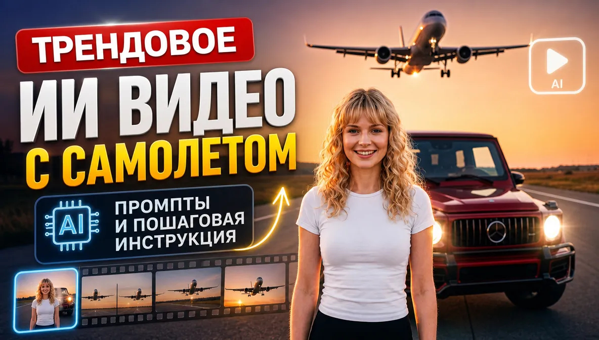 Сгененрировать ИИ видео с самолетом можно в сервсе STIVA.ai