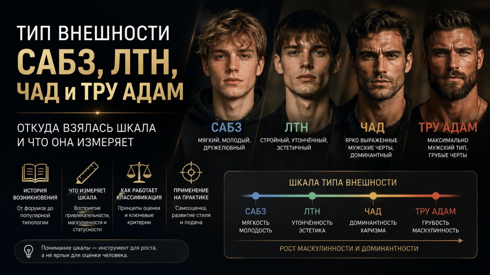 Тип внешности определяют по чертам лица, пропорциям и общему впечатлению, а не по одной цифре.
