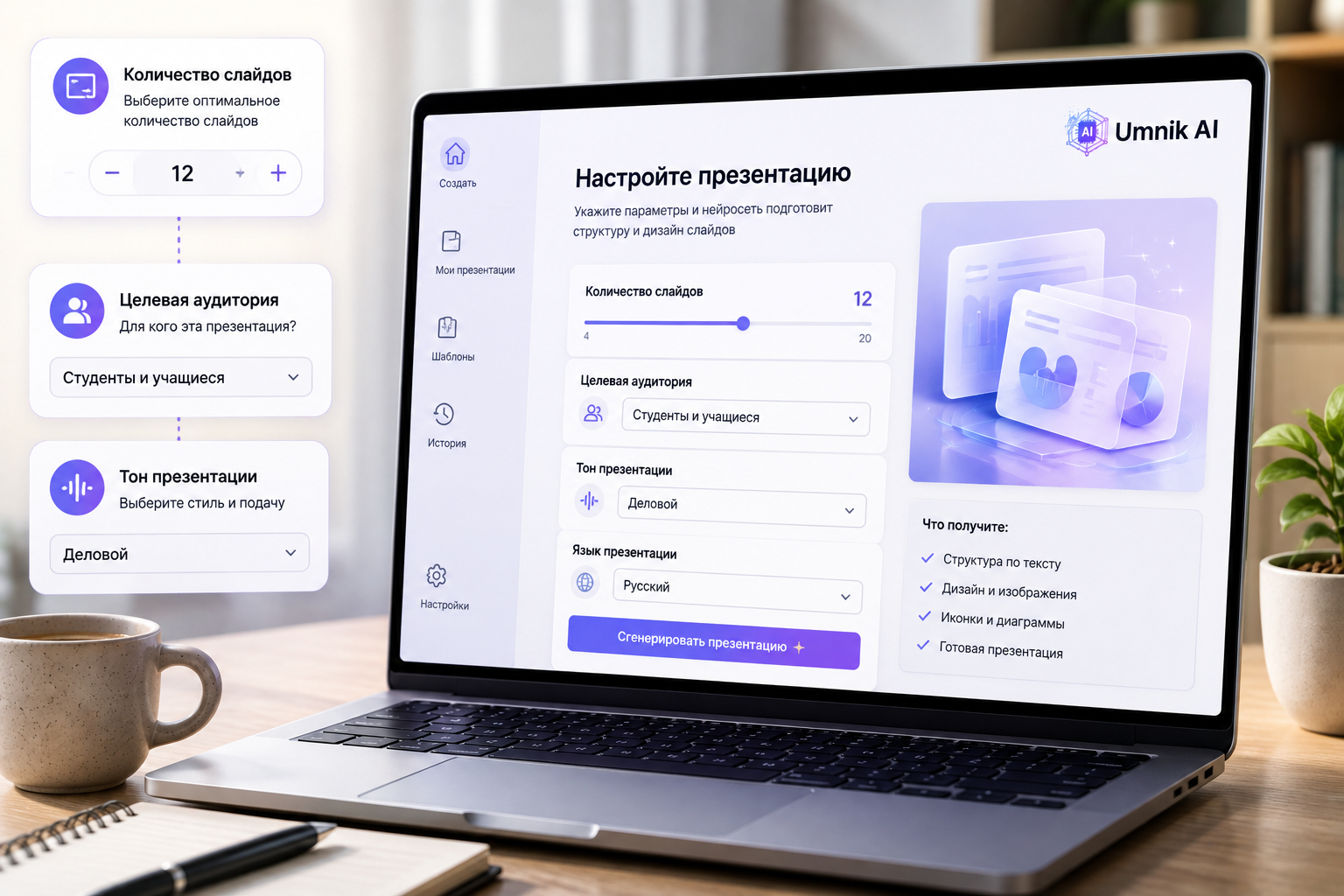 Презентация по файлу ворд нейросеть собирается прямо из документа - разделы превращаются в отдельные слайды.