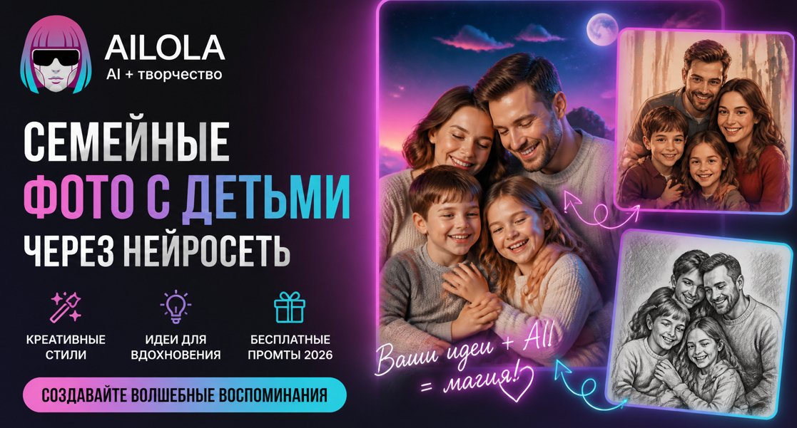 Семейная фотосессия с детьми через нейросеть: идеи, стили и готовые промты