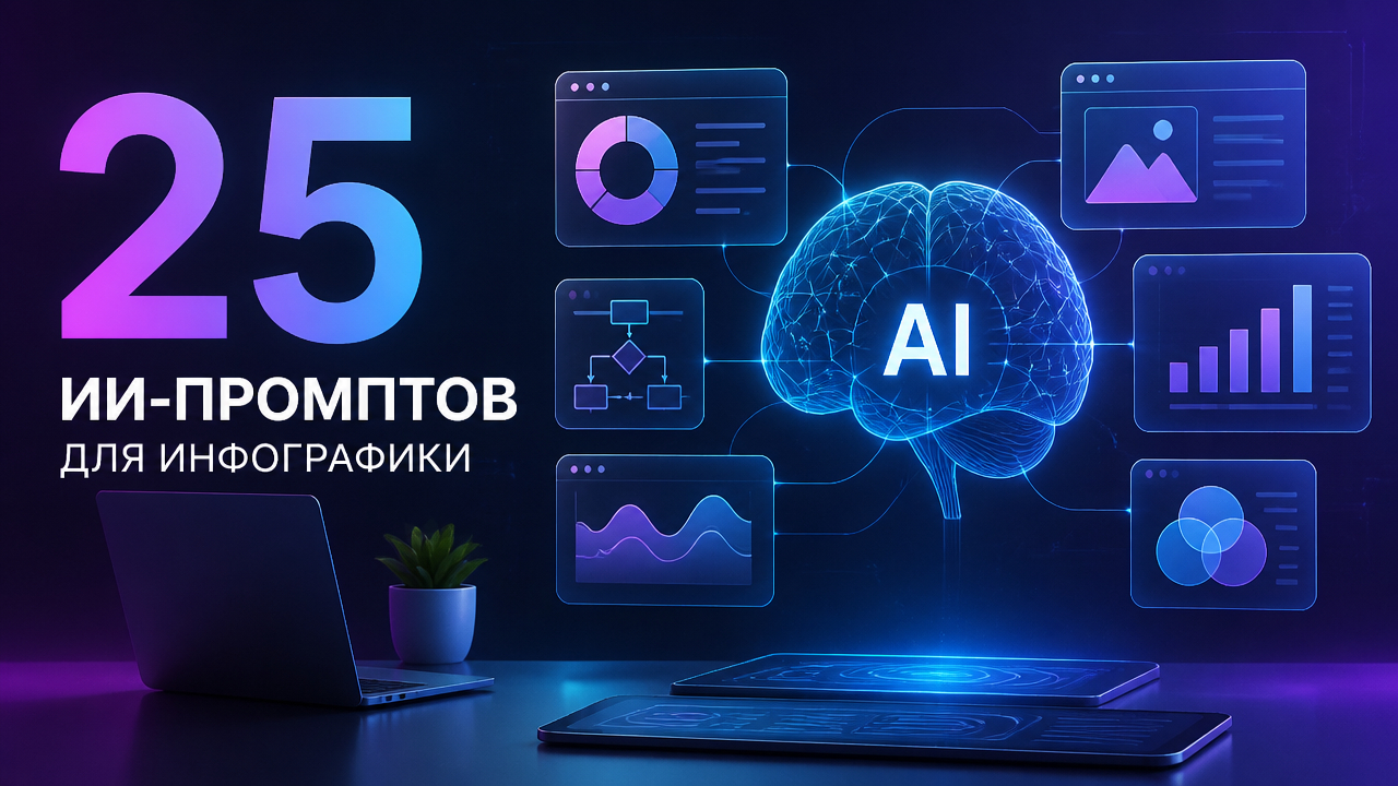 Нейросеть для инфографики бесплатно: 25 ИИ-промптов для карточек, схем и визуального контента — готовые запросы для ИИ-дизайна