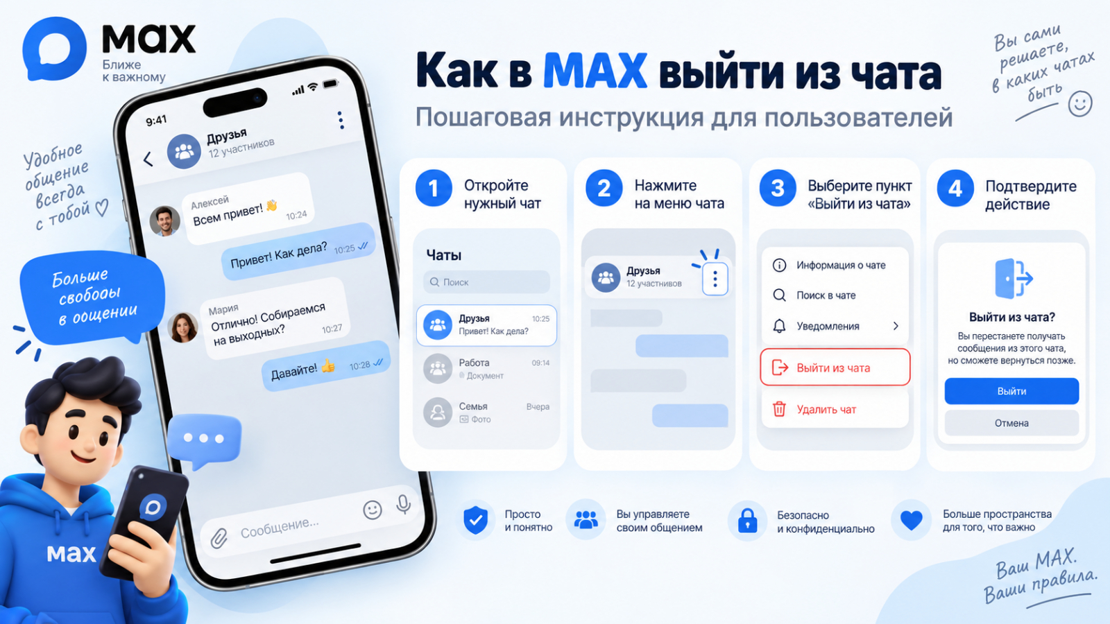 Как в MAX выйти из чата: пошаговая инструкция для пользователей