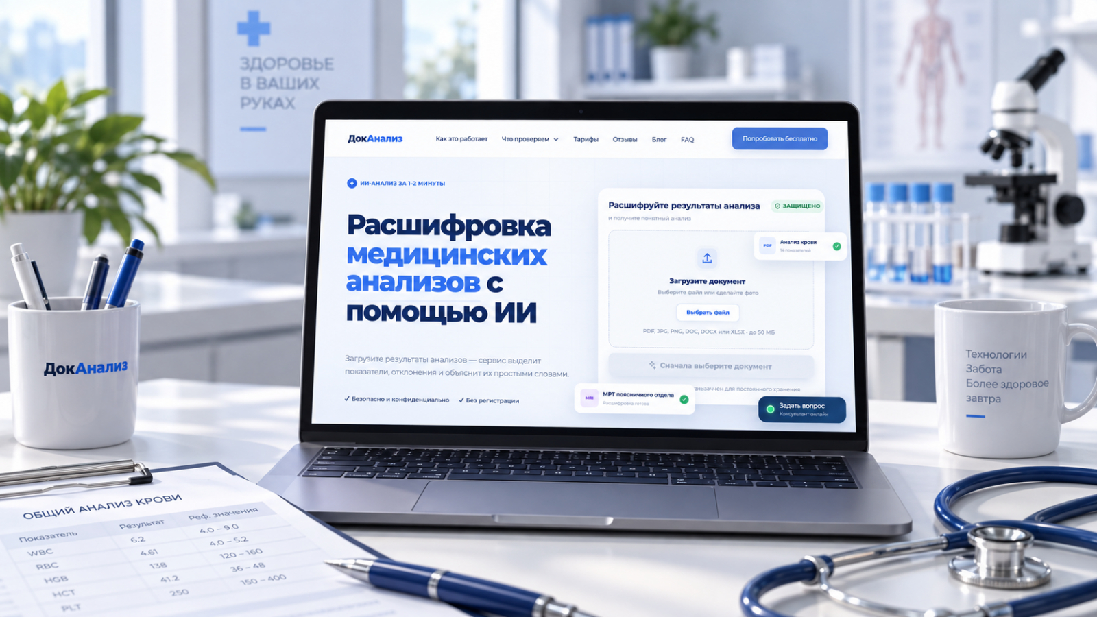 Расшифровка медицинских анализов с помощью сервиса "ДокАнализ"