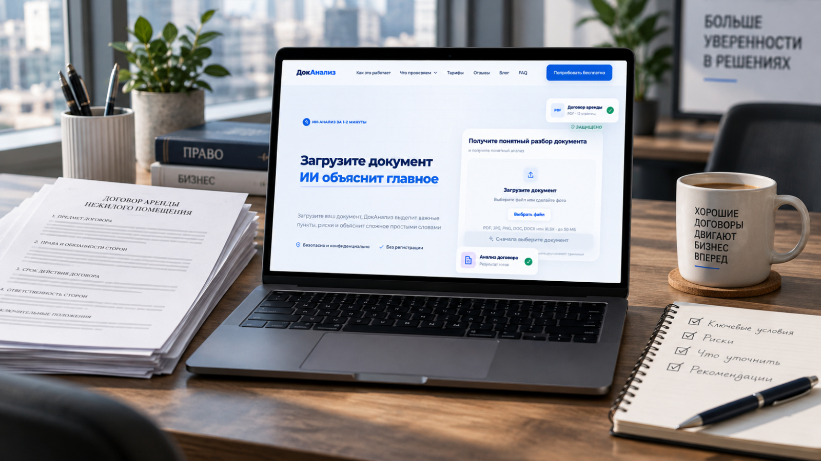 AI-анализ договора в сервисе ДокАнализ: ключевые условия, риски и рекомендации
