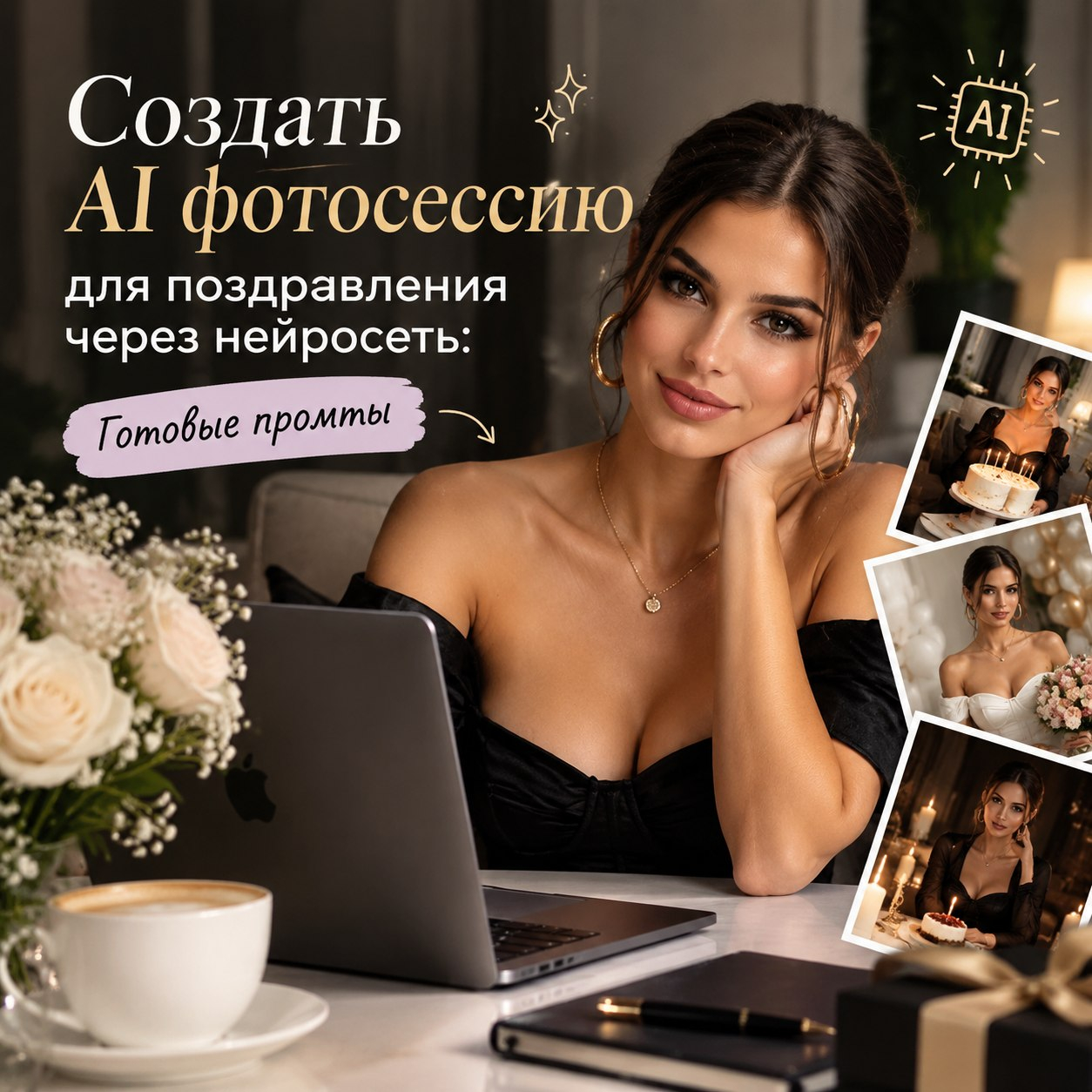 👉Создать ИИ фотосессию для поздравления через нейросеть