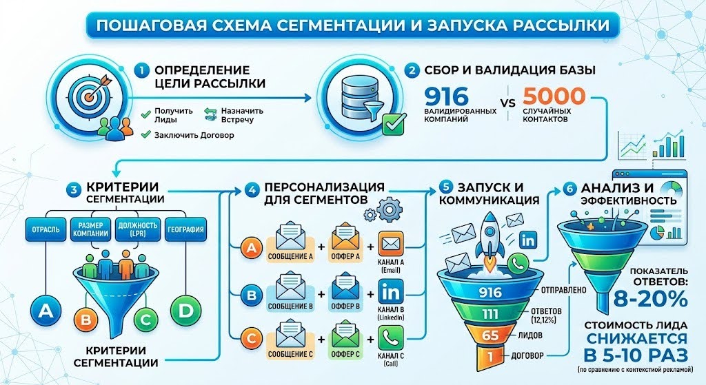 Как выглядит весь процесс сегментации базы в одной схеме.