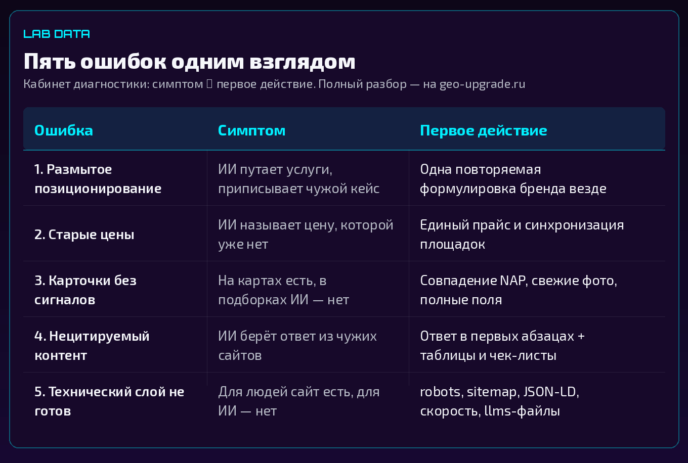 Кабинет диагностики: пять ошибок одним взглядом
