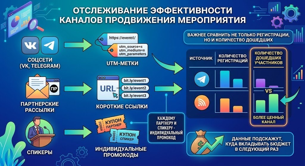 UTM-метки и промокоды: как отследить эффективность каналов привлечения на мероприятие