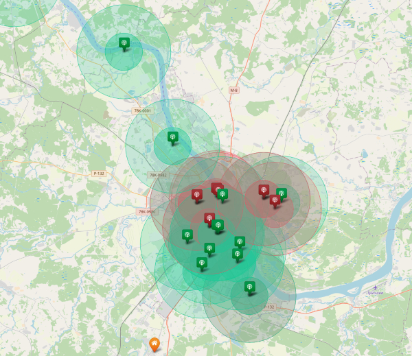 Карта покрытия LoRaWAN в Ярославле